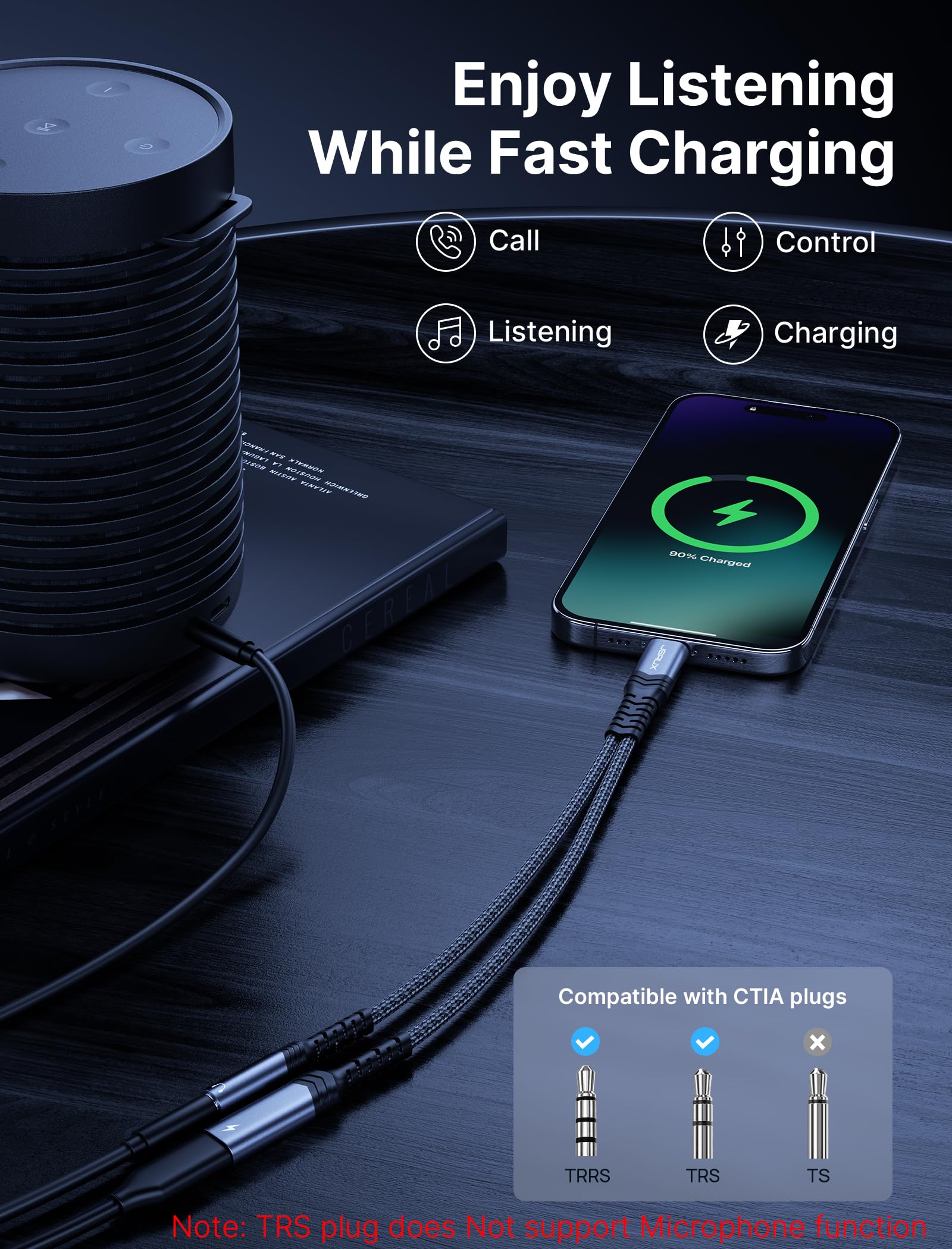 Foto 2 | Adaptador Usb C A 3 5 Mm Para Auriculares Y Cargador Jsaux Pd 60w - Venta Internacional.