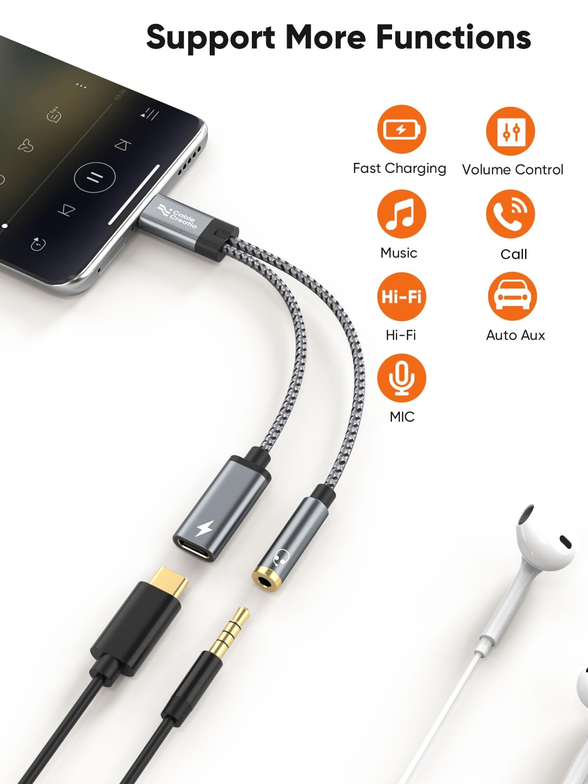 Foto 3 pulgar | Adaptador Cablecreation Usb C A Auriculares De 3 5 Mm Con Pd De 100 W - Venta Internacional.