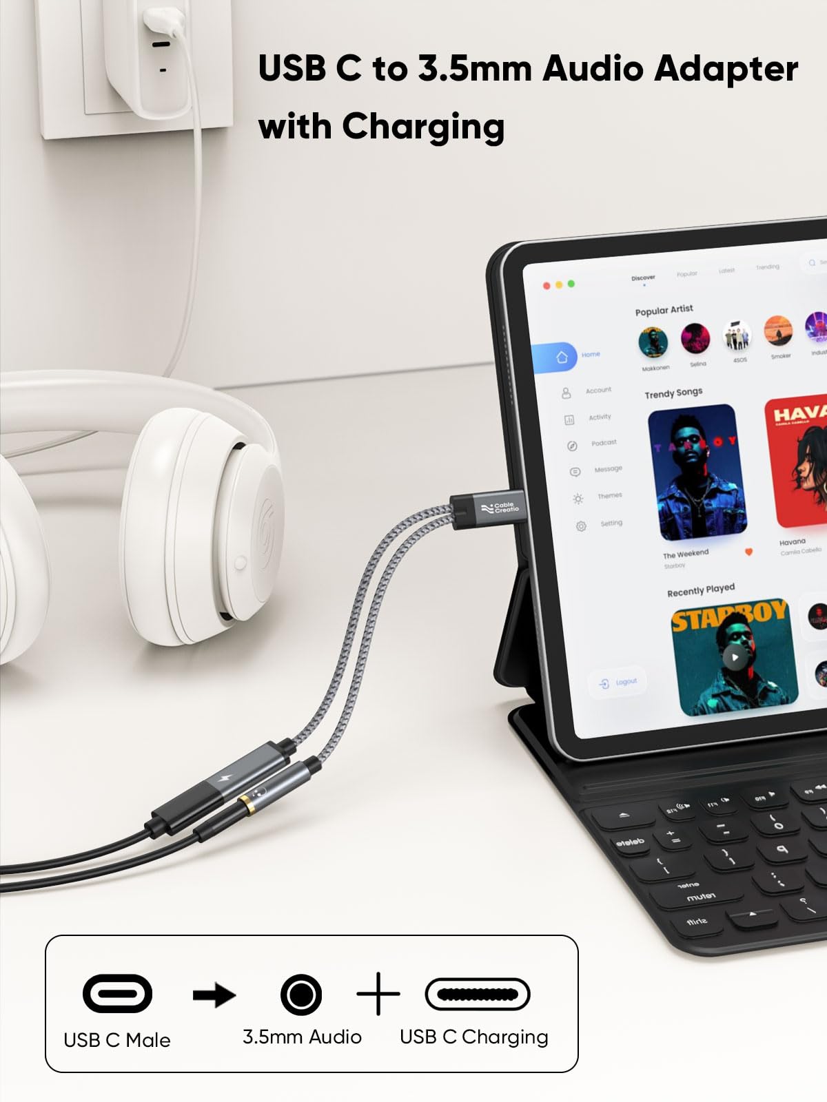 Foto 4 pulgar | Adaptador Cablecreation Usb C A Auriculares De 3 5 Mm Con Pd De 100 W - Venta Internacional.