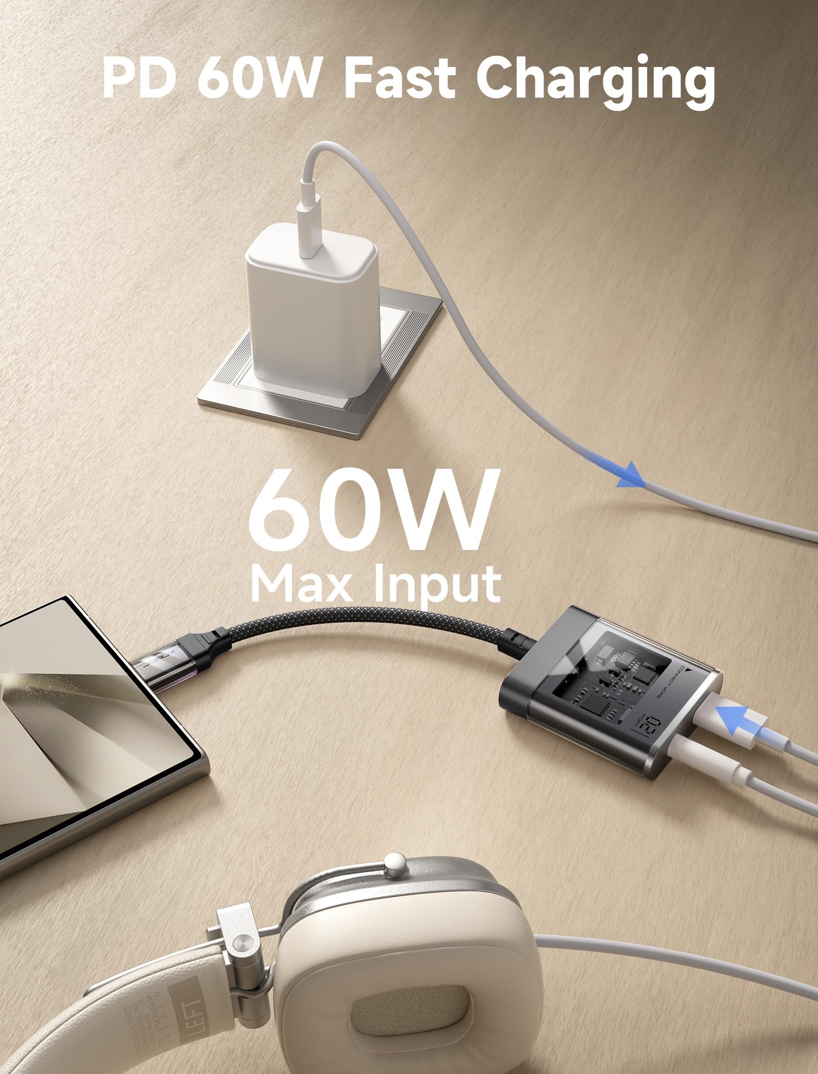 Foto 5 | Adaptador Usb C A 3 5 Mm Para Auriculares Y Cargador Jsaux - Venta Internacional.