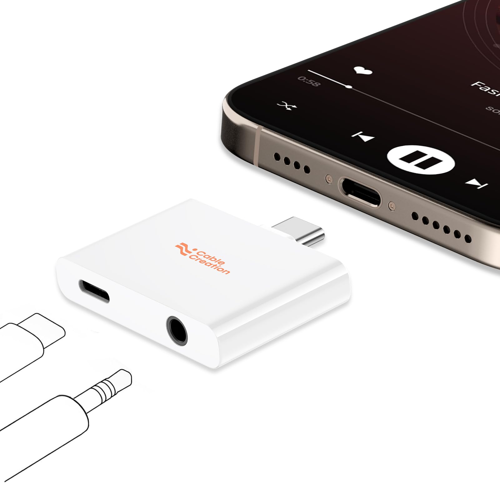 Foto 3 pulgar | Adaptador Cablecreation Usb C A Audio Y Cargador Rápido Pd 100w - Venta Internacional.