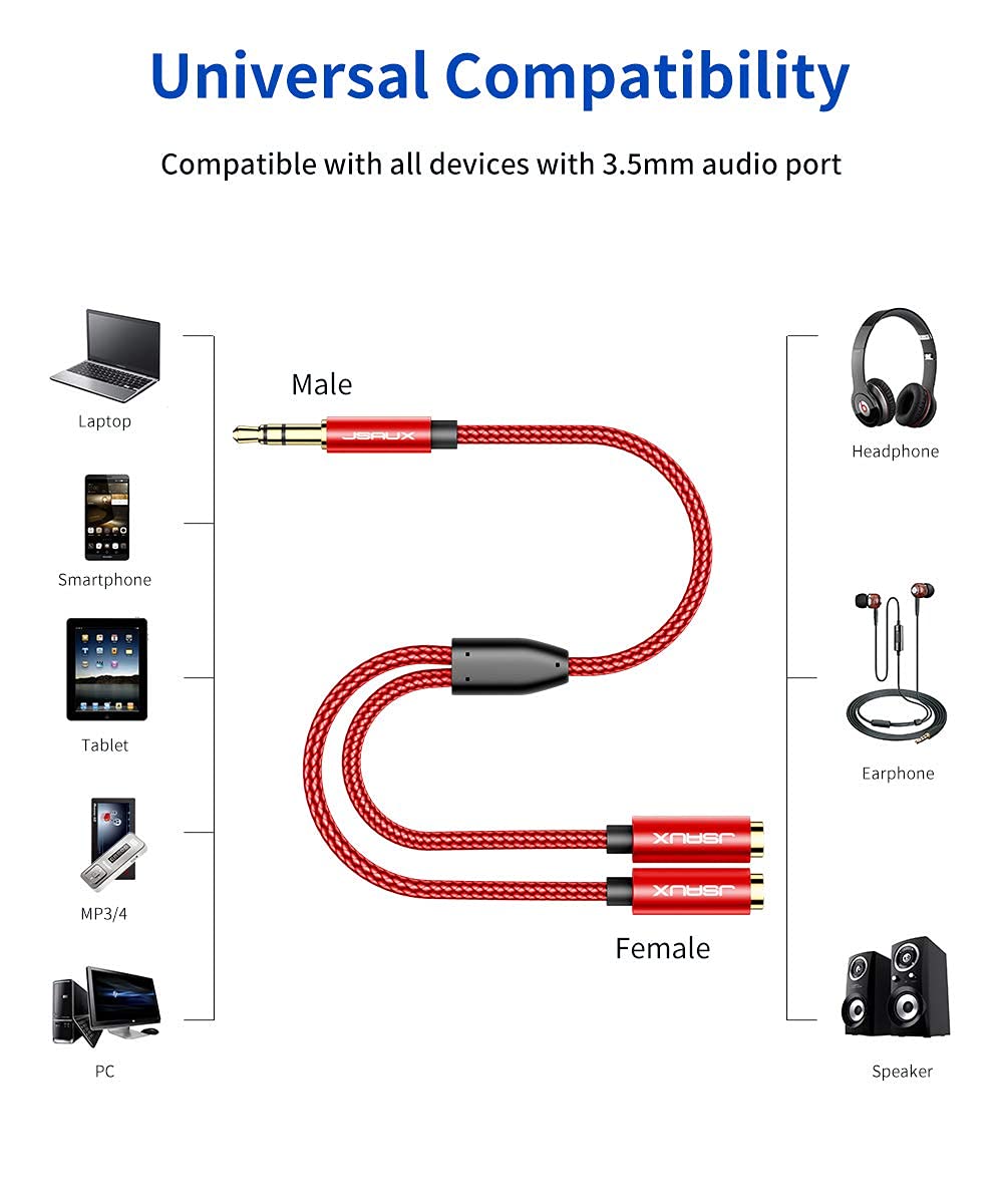 Foto 7 pulgar | Adaptador Divisor De Auriculares Jsaux 3.5 Mm Trs A Dual 3.5 Mm - Venta Internacional.