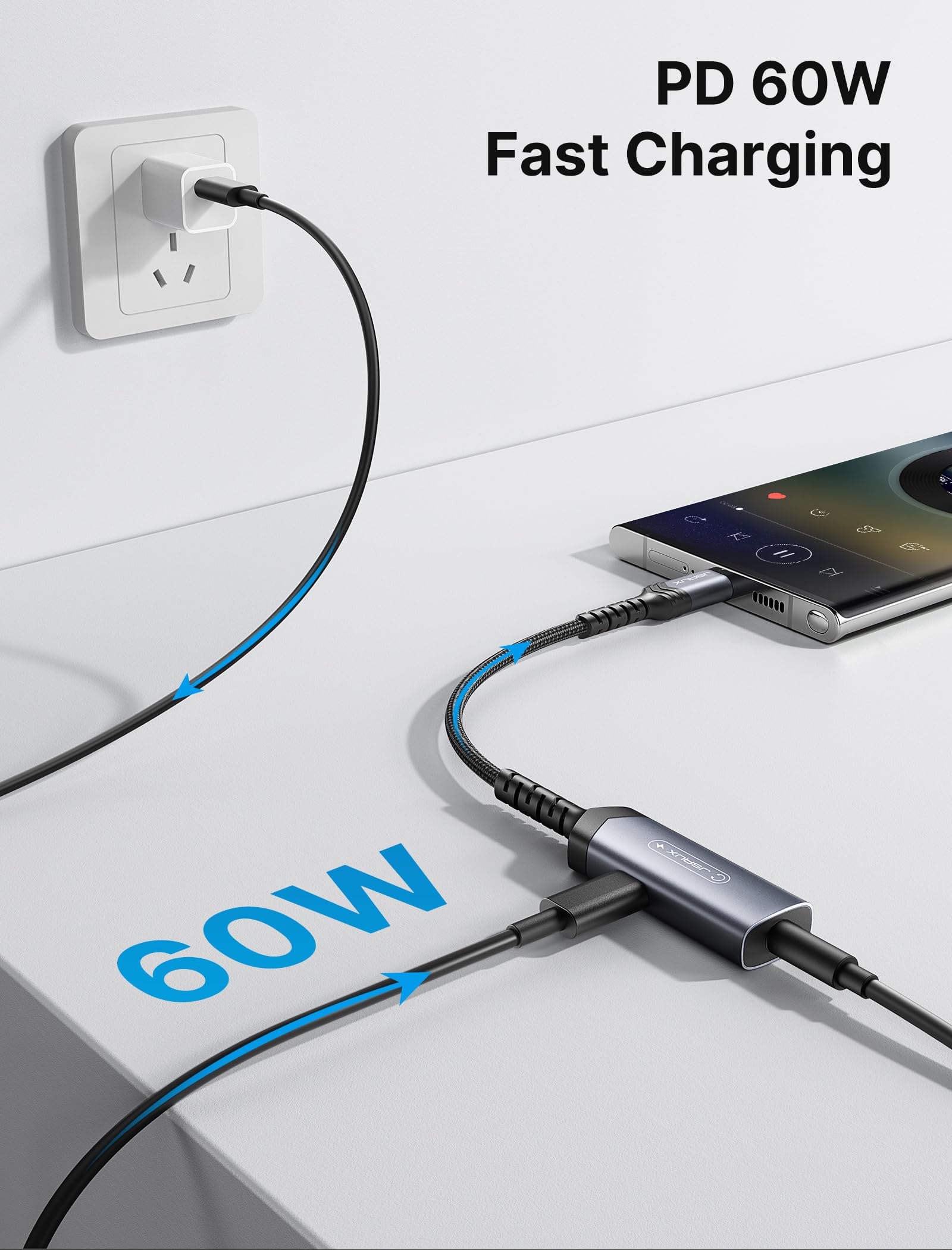 Foto 4 pulgar | Adaptador Usb C A 3 5 Mm Para Auriculares Y Cargador Jsaux Pd 60w - Venta Internacional.