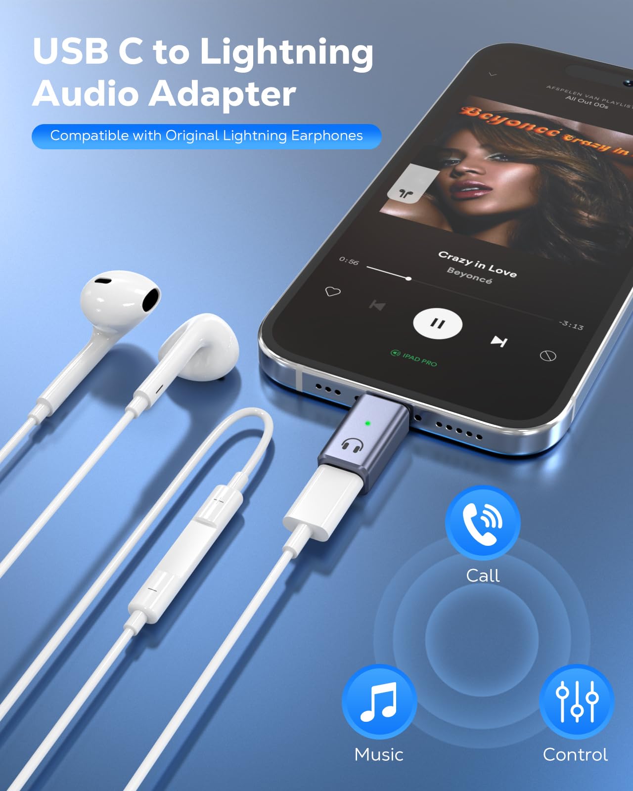 Foto 3 pulgar | Adaptador De Audio Moko Lightning A Usb C Para Iphone Gris - Venta Internacional.