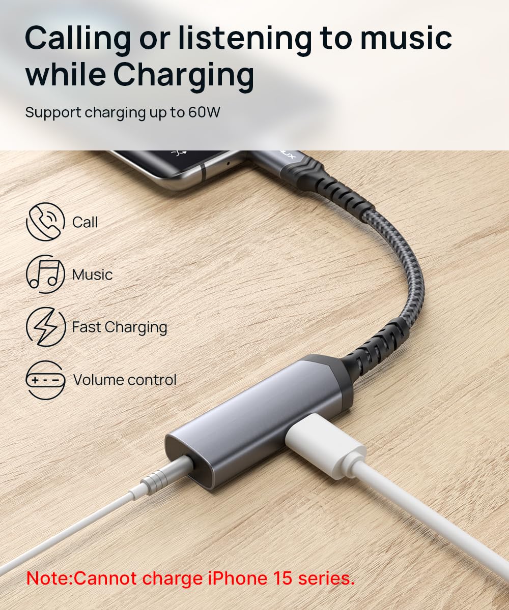 Foto 3 pulgar | Adaptador Usb C A Auriculares Jsaux De 3 5 Mm Con Cargador Pd De 60 W - Venta Internacional.