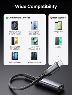 Foto 7 | Adaptador Usb C A Auriculares Jsaux De 3 5 Mm Con Cargador Pd De 60 W - Venta Internacional.
