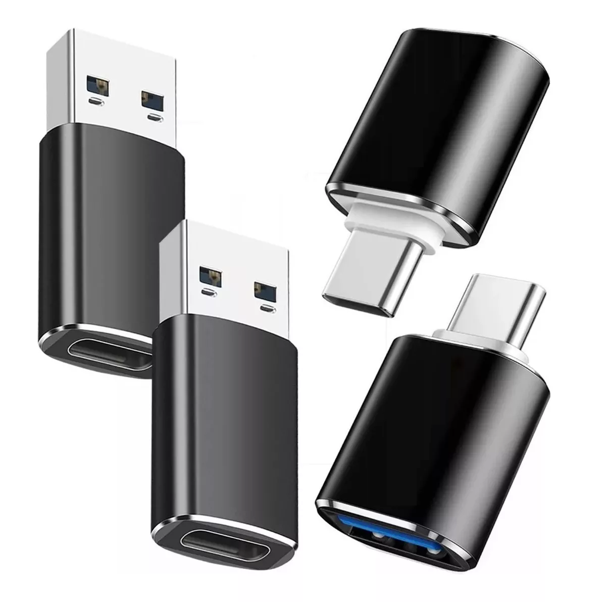 Foto 1 | Set 4 Piezas Adaptador Otg Usb Tipo C a Usb 3.0 5gbps Eo Safe Imports Esi-10982 Negro