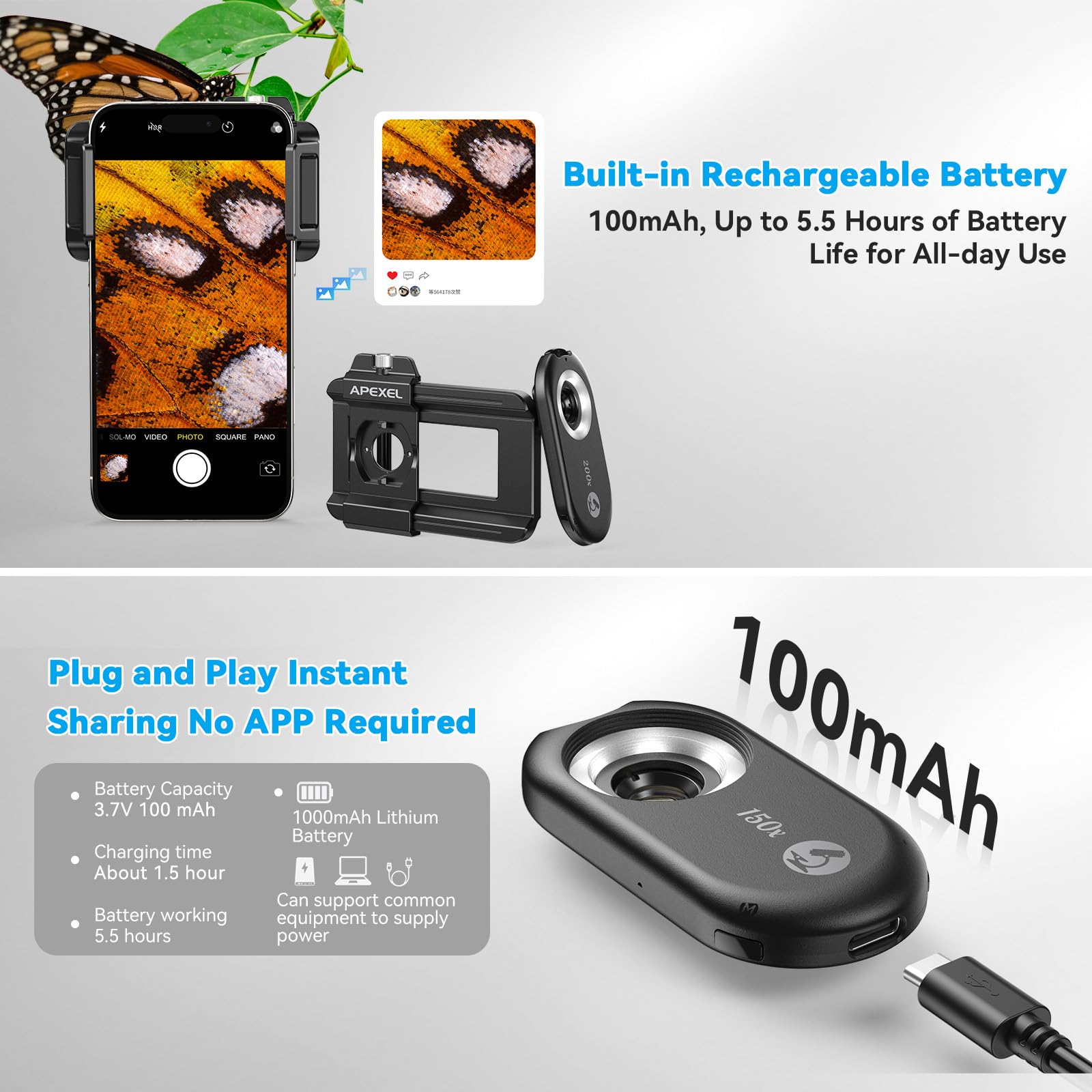 Foto 8 pulgar | Lente De Microscopio Telefónico Apexel 150x Nano Zoom Para Android/iphone - Venta Internacional.