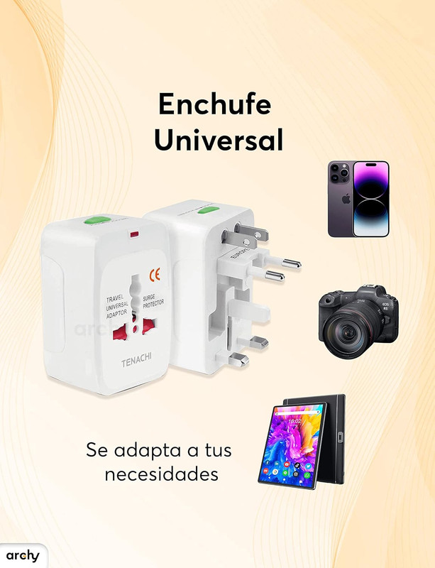 Foto 6 pulgar | Adaptador Enchufe Internacional Archy Combo 2 Universal Viaje Europeo Usa Uk Asia Cargador Compacto