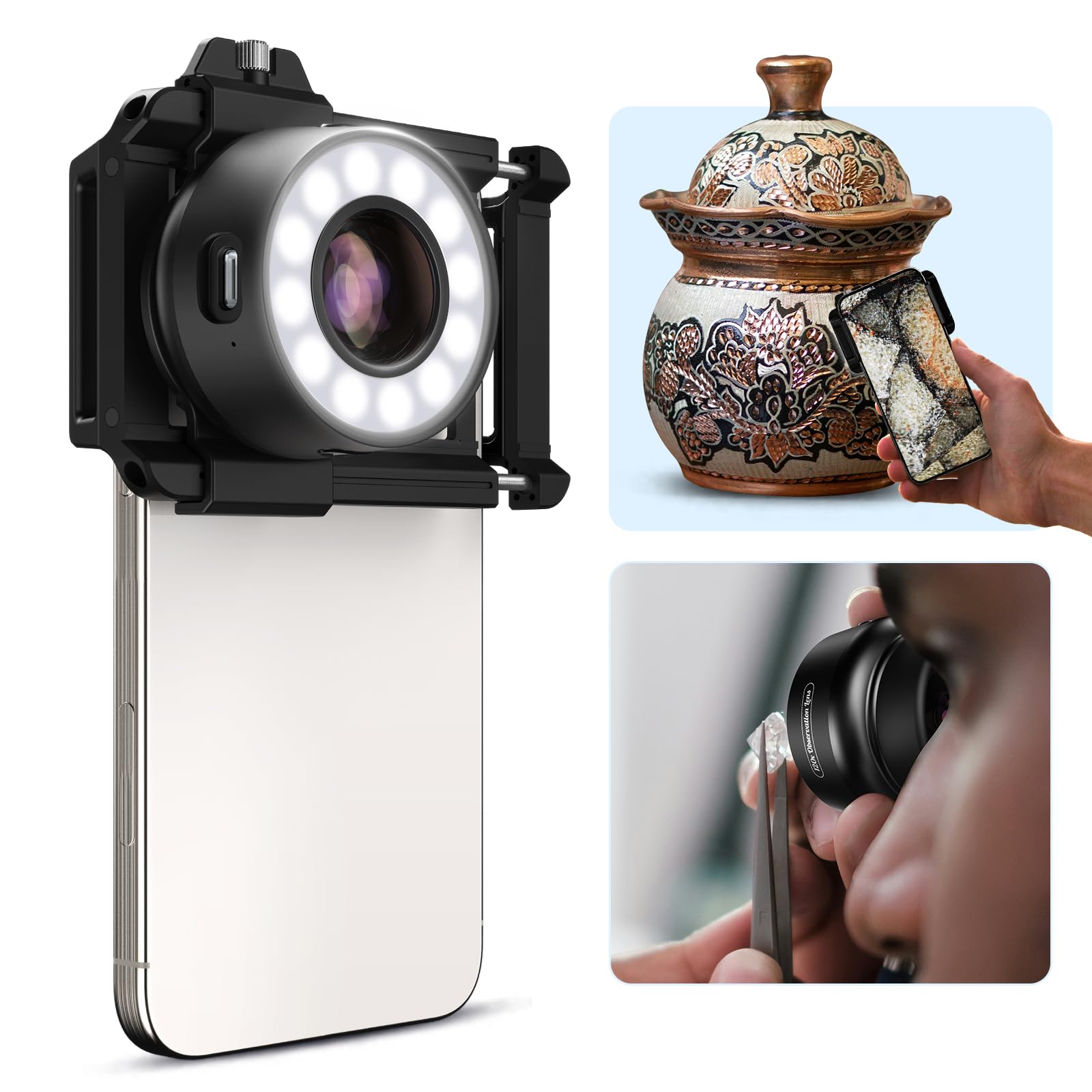 Foto 2 pulgar | Lente Jewelers Loupe Magnifier Apexel 120x Para Teléfono Y Microscopio - Venta Internacional.