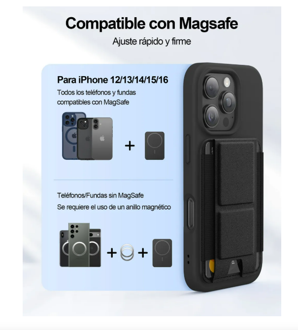 Foto 2 | Tarjetero Cartera Magnética Piel Magsafe Soporte Para Iphone
