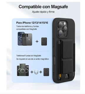 Foto 2 | Tarjetero Cartera Magnética Piel Magsafe Soporte Para Iphone