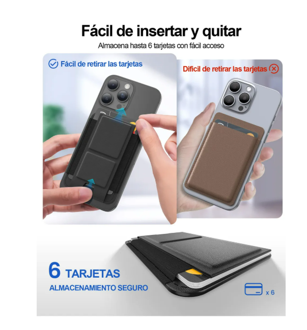 Foto 5 | Tarjetero Cartera Magnética Piel Magsafe Soporte Para Iphone