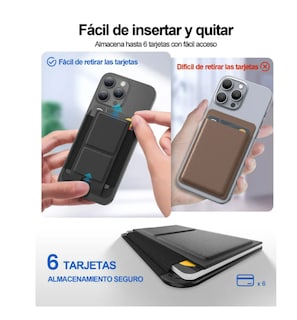 Foto 5 | Tarjetero Cartera Magnética Piel Magsafe Soporte Para Iphone