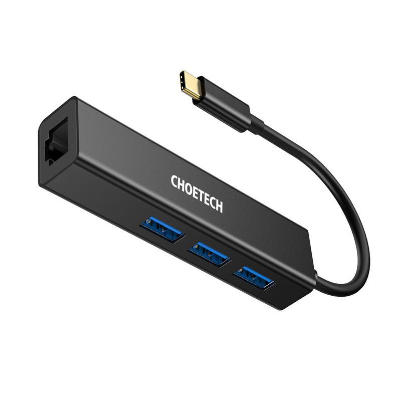 Adaptador Hub Usb-c con 3 Puertos Usb para Ethernet