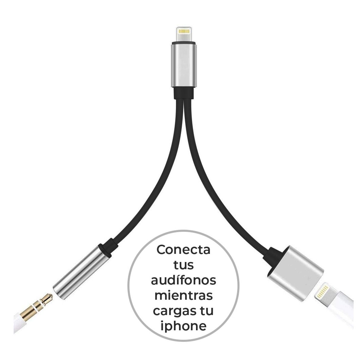 Foto 3 pulgar | Adaptador Ele-gate WI142 para iPhone Lightning 3.5 Auxiliar Audífonos y Carga