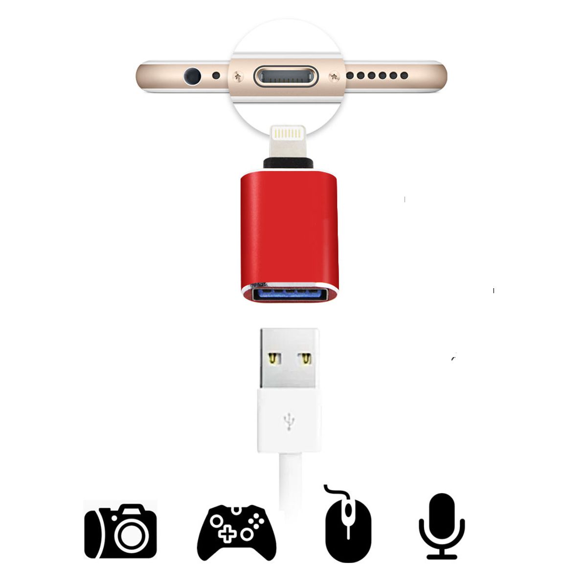 Foto 5 pulgar | Adaptador Elegate Otg Lightning Usb Para IPhone/IPad Otgip color Negro