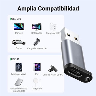 Foto 7 | Adaptador Otg Tipo C A Usb 3.0 Convertidor Carga Datos Compatible Con Windows/Mac/ Ios/Android