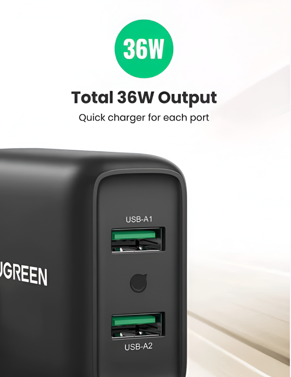 Foto 4 | Cargador 2 En 1 Ugreen Carga Rápida 18w Negro