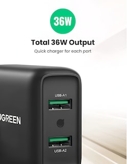 Foto 4 | Cargador 2 En 1 Ugreen Carga Rápida 18w Negro