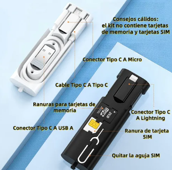 Foto 5 pulgar | Daptador Xtellar Otg Usb Tipo C A Usb 3.0 5gbps 6 Piezas Conjunto Para Iphone