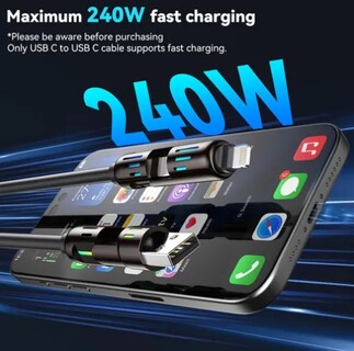 Foto 2 | Cable Xtellar 4 En 1 Usb Tipo C Carga Para Iphone Huawei 1.2m(negro)