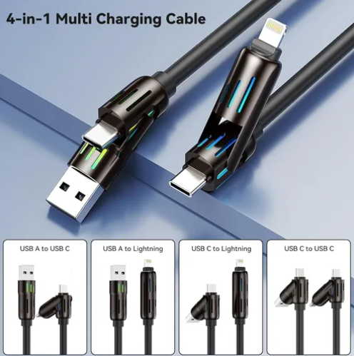 Foto 4 pulgar | Cable Xtellar 4 En 1 Usb Tipo C Carga Para Iphone Huawei 1.2m(negro)