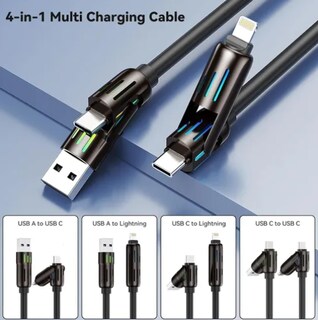 Foto 3 | Cable Xtellar 4 En 1 Usb Tipo C Carga Para Iphone Huawei 1.2m(negro)