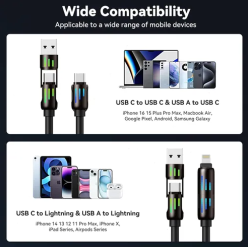 Foto 5 pulgar | Cable Xtellar 4 En 1 Usb Tipo C Carga Para Iphone Huawei 1.2m(negro)