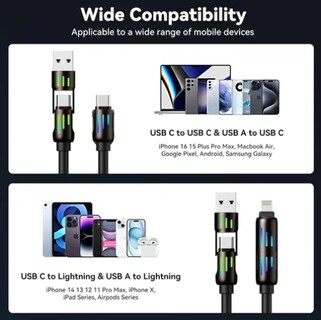 Foto 4 | Cable Xtellar 4 En 1 Usb Tipo C Carga Para Iphone Huawei 1.2m(negro)