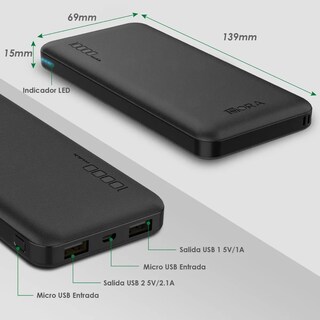Foto 3 | Pila Batería Portátil Malubero 10000mah Usb color Negro
