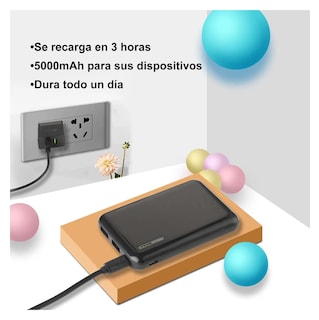 Foto 3 | Batería Portátil 5000mah 2.1a Ultra Mini Eo Safe Imports Esi-358 Negro