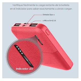 Foto 3 | Batería Portátil 5000mah 2.1a Ultra Mini Eo Safe Imports Esi-358 Rojo