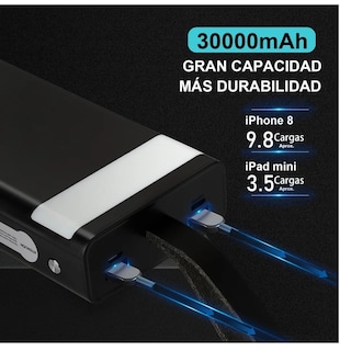 Foto 3 | Batería Portátil 30000mah Dual Puerto Con Linterna Eo Safe Imports Esi-518 Negro