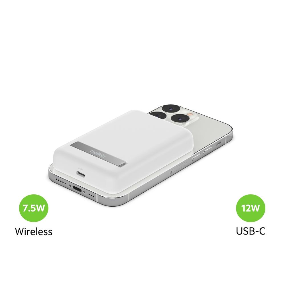 Foto 8 pulgar | Banco de Energía Belkin BPD004btWT color Blanco Inalámbrico Magnético 5 K más Soporte para iPhone 13 Pro y iPhone 12