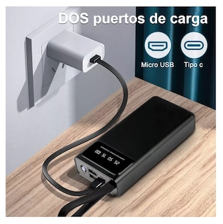 Foto 4 | Power Bank Portátil Belug 30000mah Dual Puerto Con Linterna color Negro