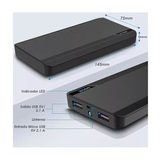 Foto 2 | Batería Portátil Eo Safe Imports Esi-6516 color Negro 10000 MAH Carga Rápida