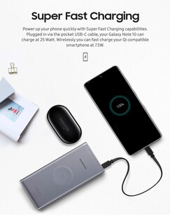 Foto 2 | Samsung 10,000 Mah Super Fast 25w Portable Wireless Charger Charger Battery Pack Usb-c, Silver (us Version With W