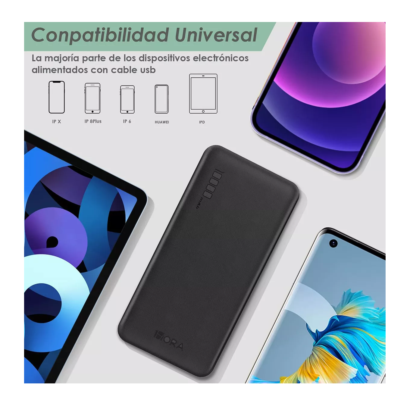 Foto 5 pulgar | Pila Bateria Portatil 10000mah 2.1a Power Bank Color Negro