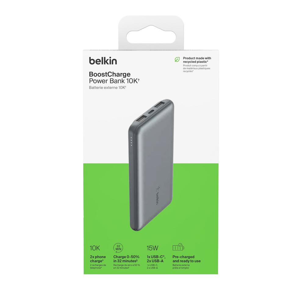 Foto 9 pulgar | Power Bank De 10k Entrada Usb-a Y C De 15w Belkin Gris