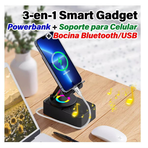 Foto 3 pulgar | Bocina Bluetooth Portátil Con Soporte Para Celular Y Carga