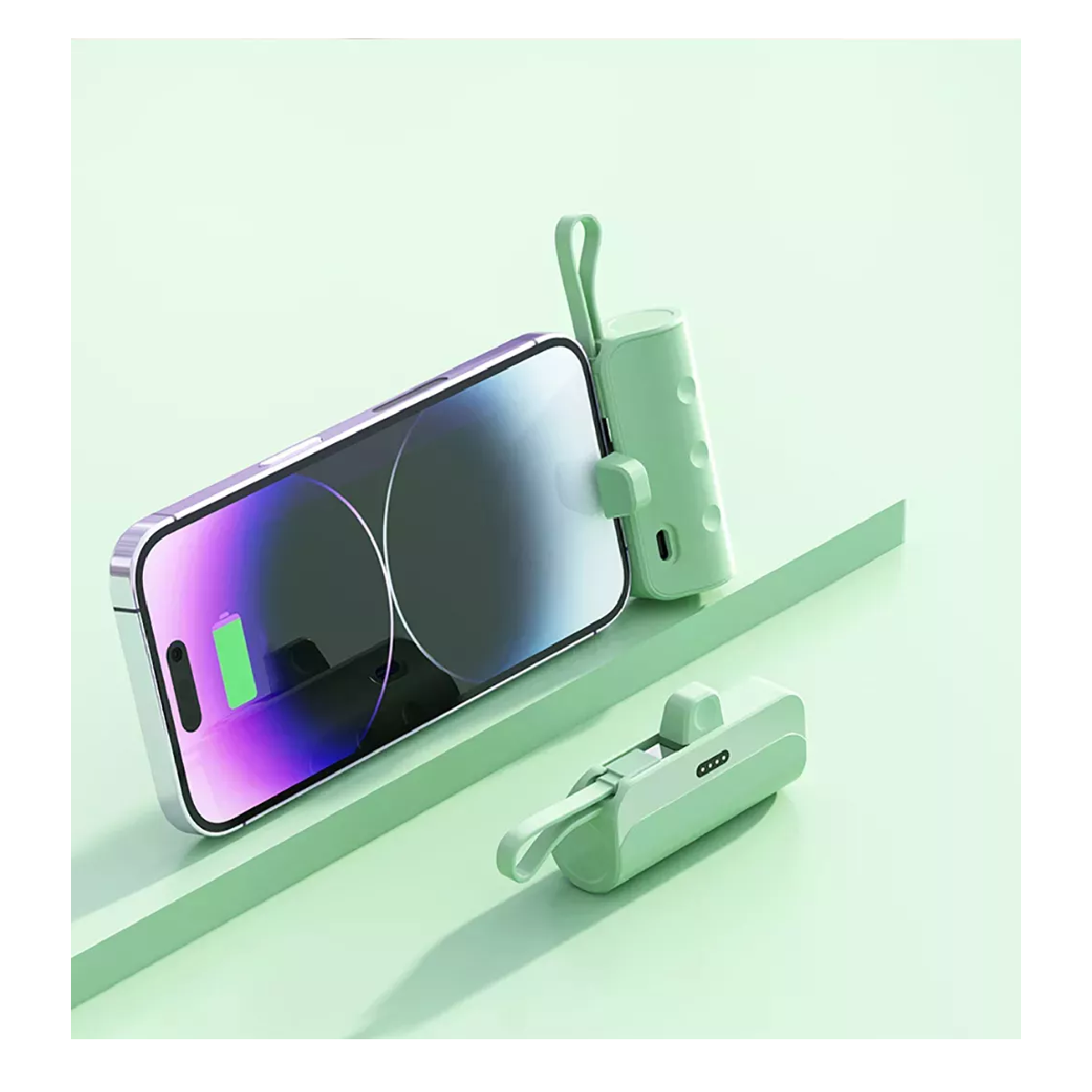 Foto 3 pulgar | Batería Externa Para Iphone Y Android 2 En 1 De 5000 Mah Verde