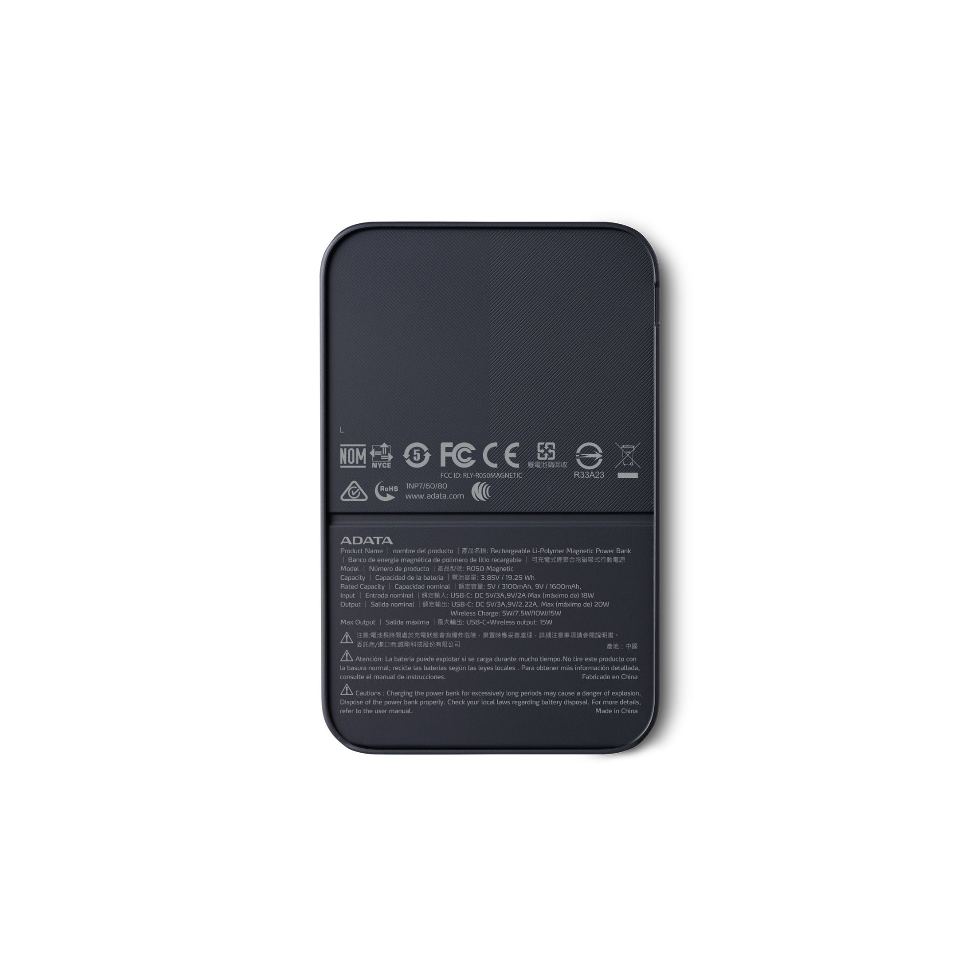 Foto 3 | Batería Portátil Adata R050 De 5,000 Mah, Inalámbrica, Usb-c, Negro