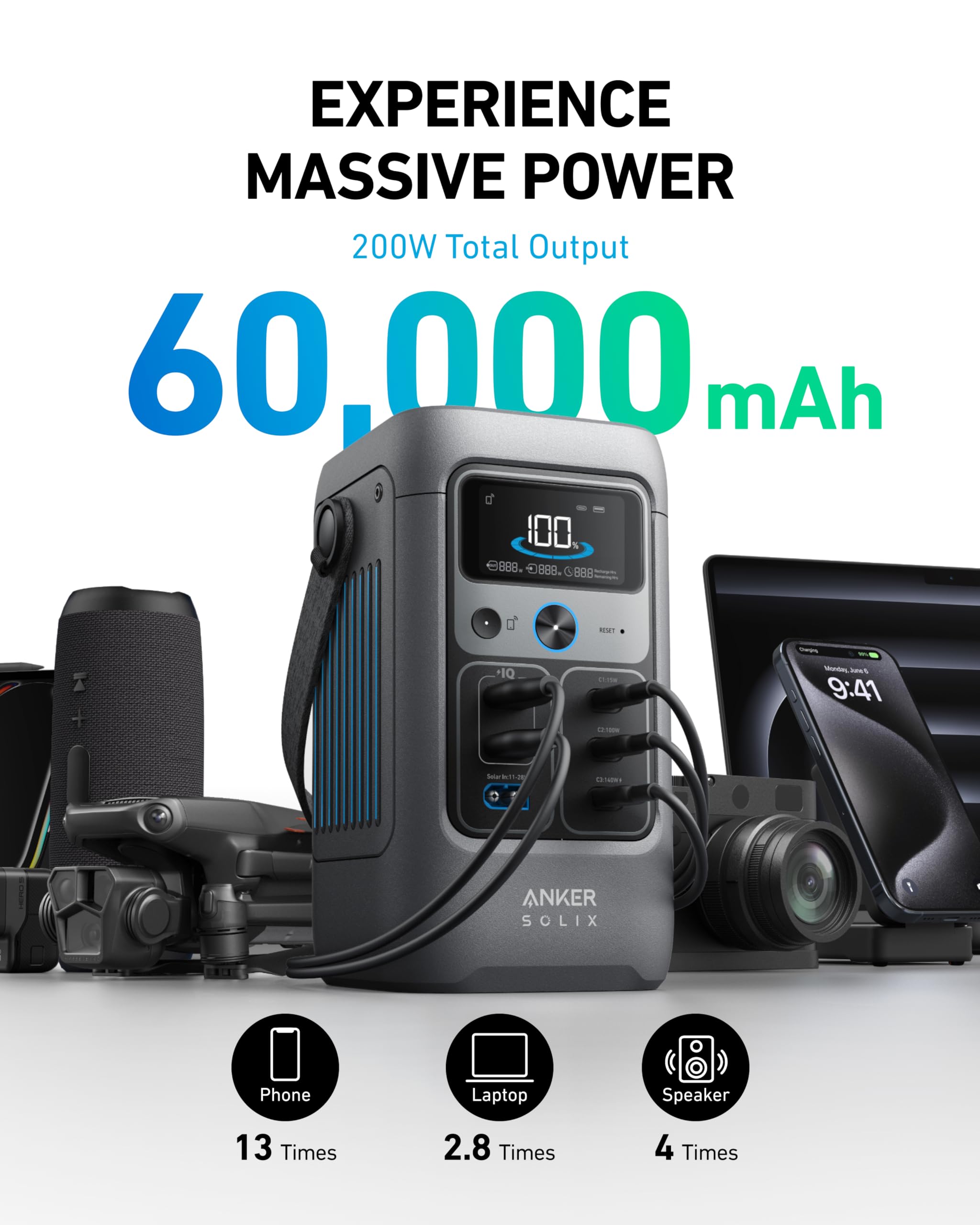 Foto 2 | Banco De Energía Portátil Anker Solix C200 60.000 Mah 192 Wh - Venta Internacional.