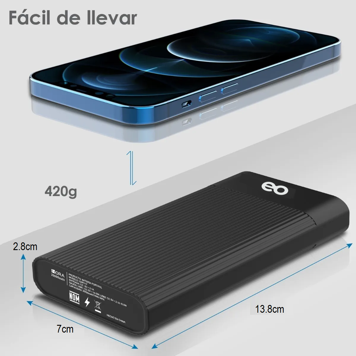 Foto 4 pulgar | Batería Portátil 20000mah Carga Rápida Eo Safe Imports Esi-658 Negro