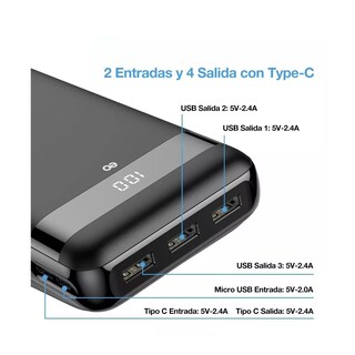 Foto 2 | Bateria Portatil Carga Rapida-30000mah Led con Triple Salida Eo Safe Imports Esi-3688-1 Negro