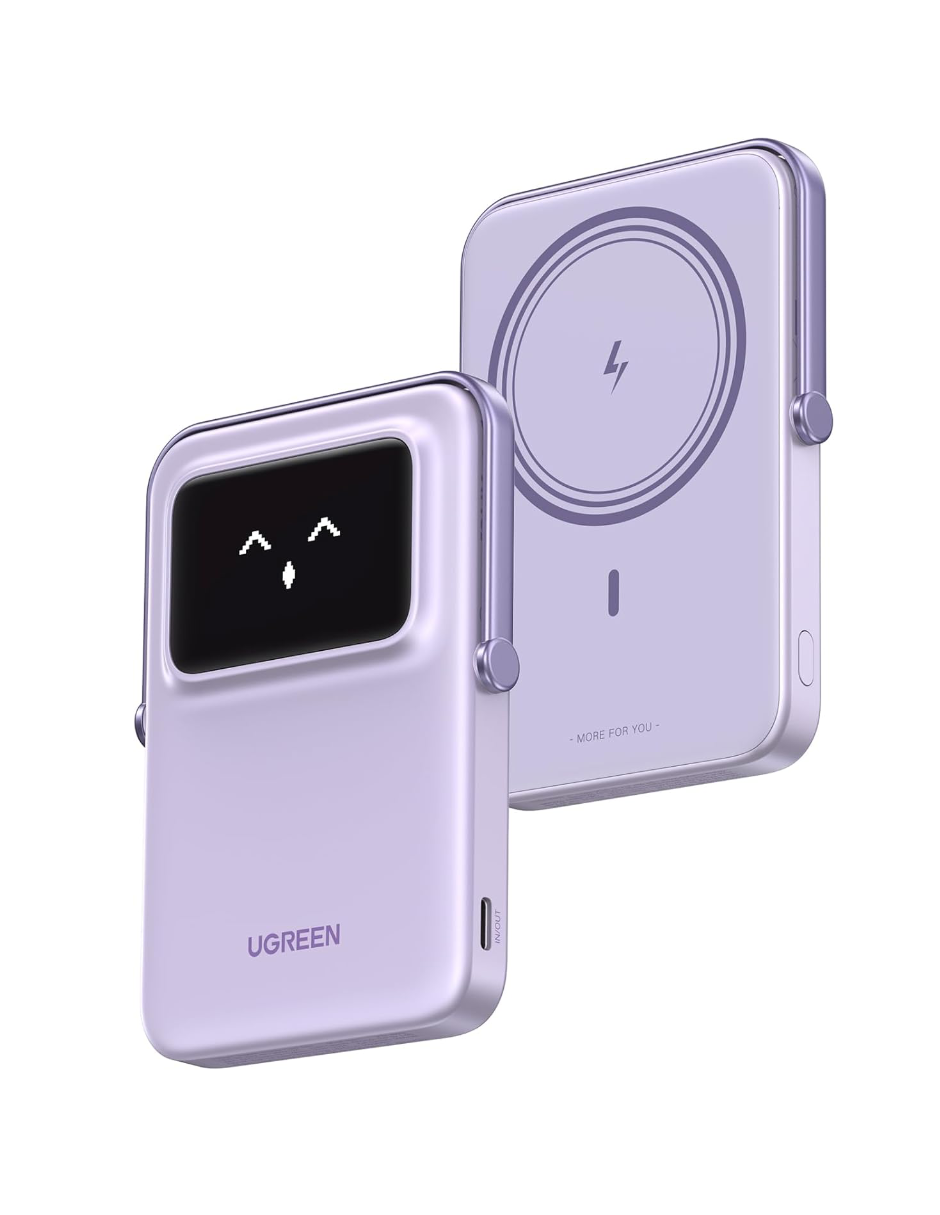 Foto 3 pulgar | Batería Portatil Magsafe 7.5w  Mini 10,000mah Ugreen Con Pantalla Tft Morado