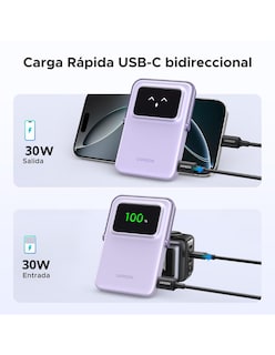 Foto 4 | Batería Portatil Magsafe 7.5w Mini 10,000mah Ugreen Con Pantalla Tft Morado