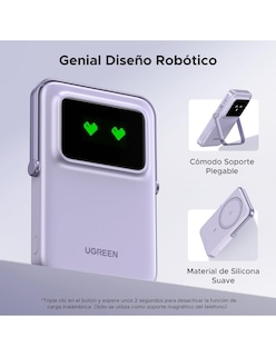 Foto 5 | Batería Portatil Magsafe 7.5w Mini 10,000mah Ugreen Con Pantalla Tft Morado