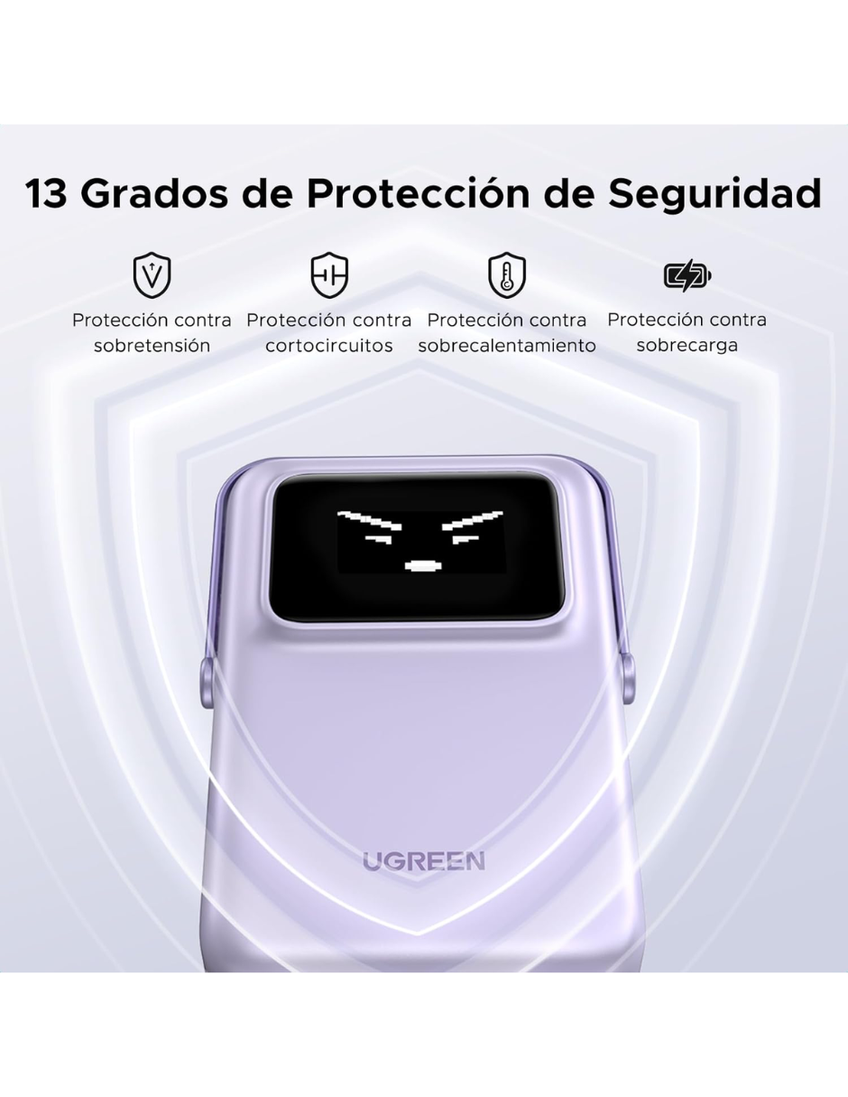 Foto 8 pulgar | Batería Portatil Magsafe 7.5w  Mini 10,000mah Ugreen Con Pantalla Tft Morado